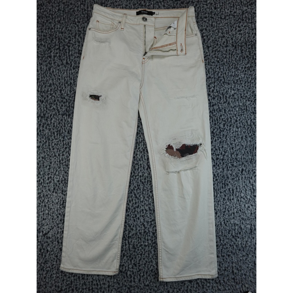 Hudson Remi Straight Leg Jeans‎ Womens 29 Off-White Camo Distressed Streetwear